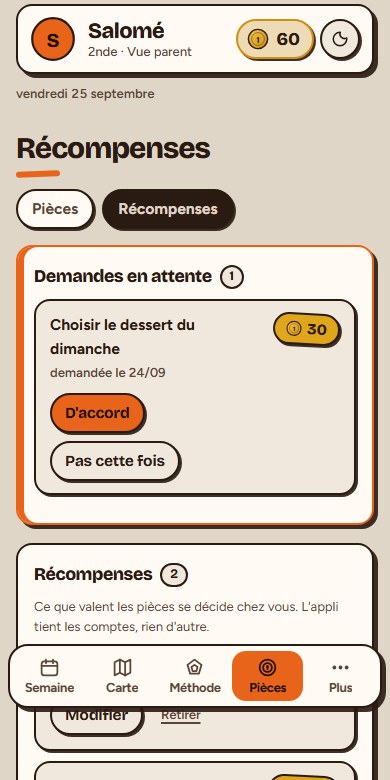 L'onglet Récompenses du parent, avec une demande en attente à accepter ou refuser